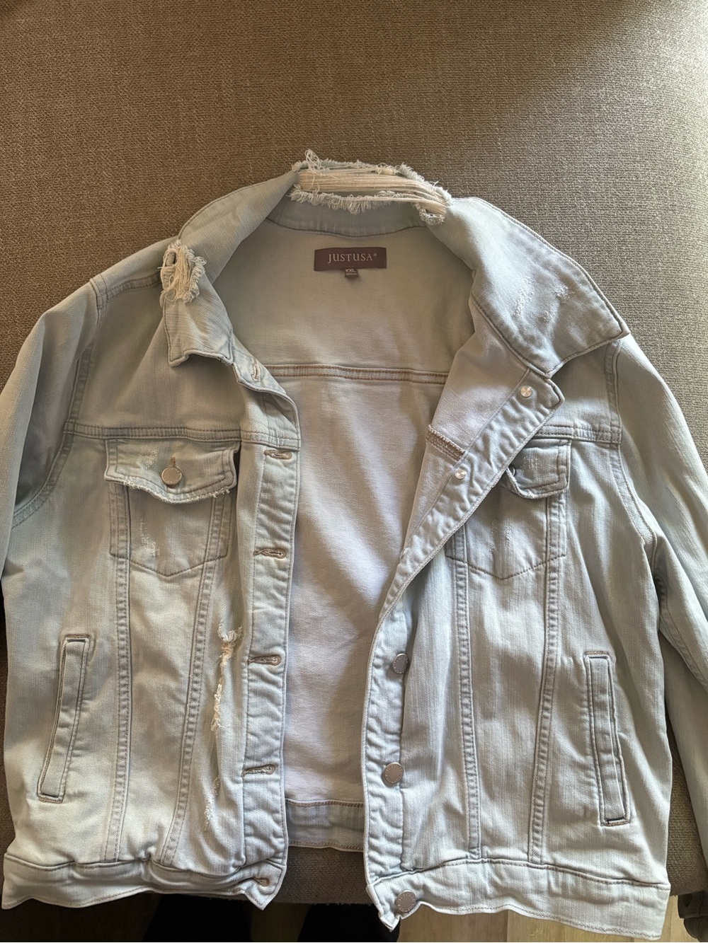 Just USA Light Blue Distressed Denim Jacket